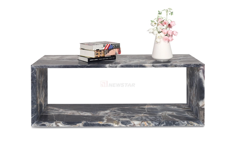 Living Room Furniture Natural Grey Marble Coffee Table Elegant Polished Tea Desk for Decoration Hotel Lobby Coffee Table