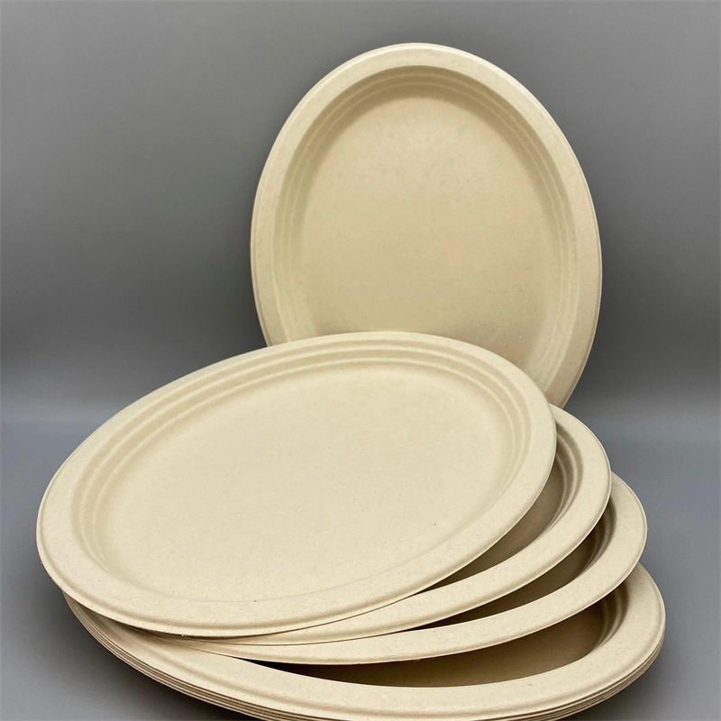 Free Samples Eco Friendly Wheat Straw Disposable Plate Takeaway Food Packaging