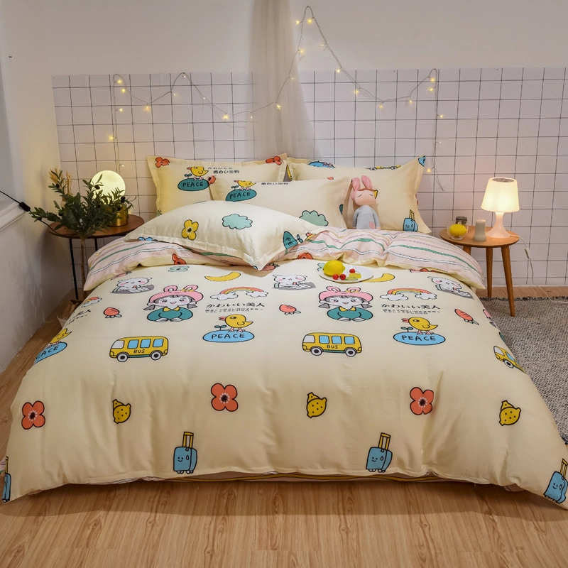 Shenbena Girls Boys Bedding Four Piece Set Pure Cotton Style