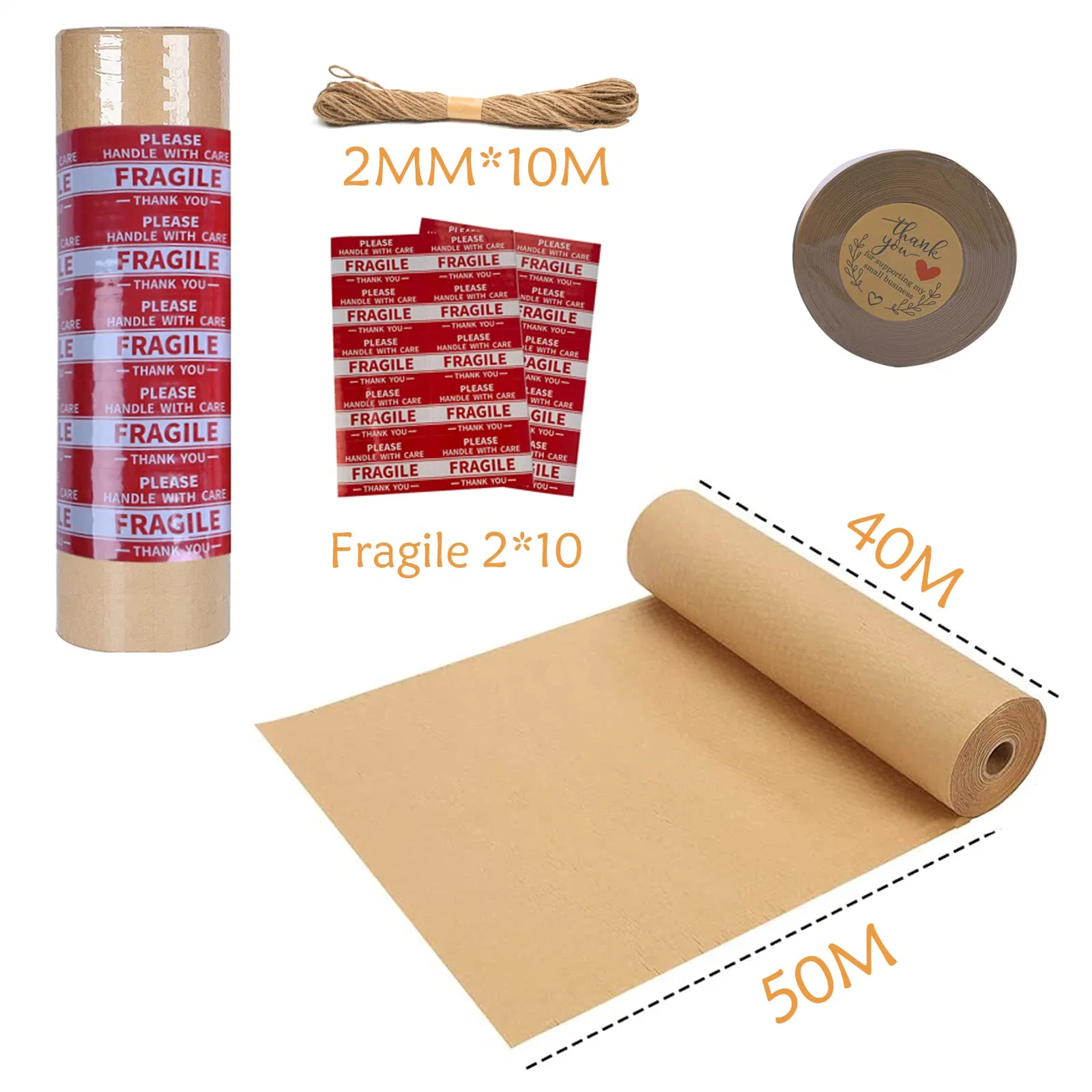 Honeycomb Packaging Paper 16"X168' Honeycomb Cushioning Wrap Roll for Protecting Fragile Items with Fragile Stickers and Rope