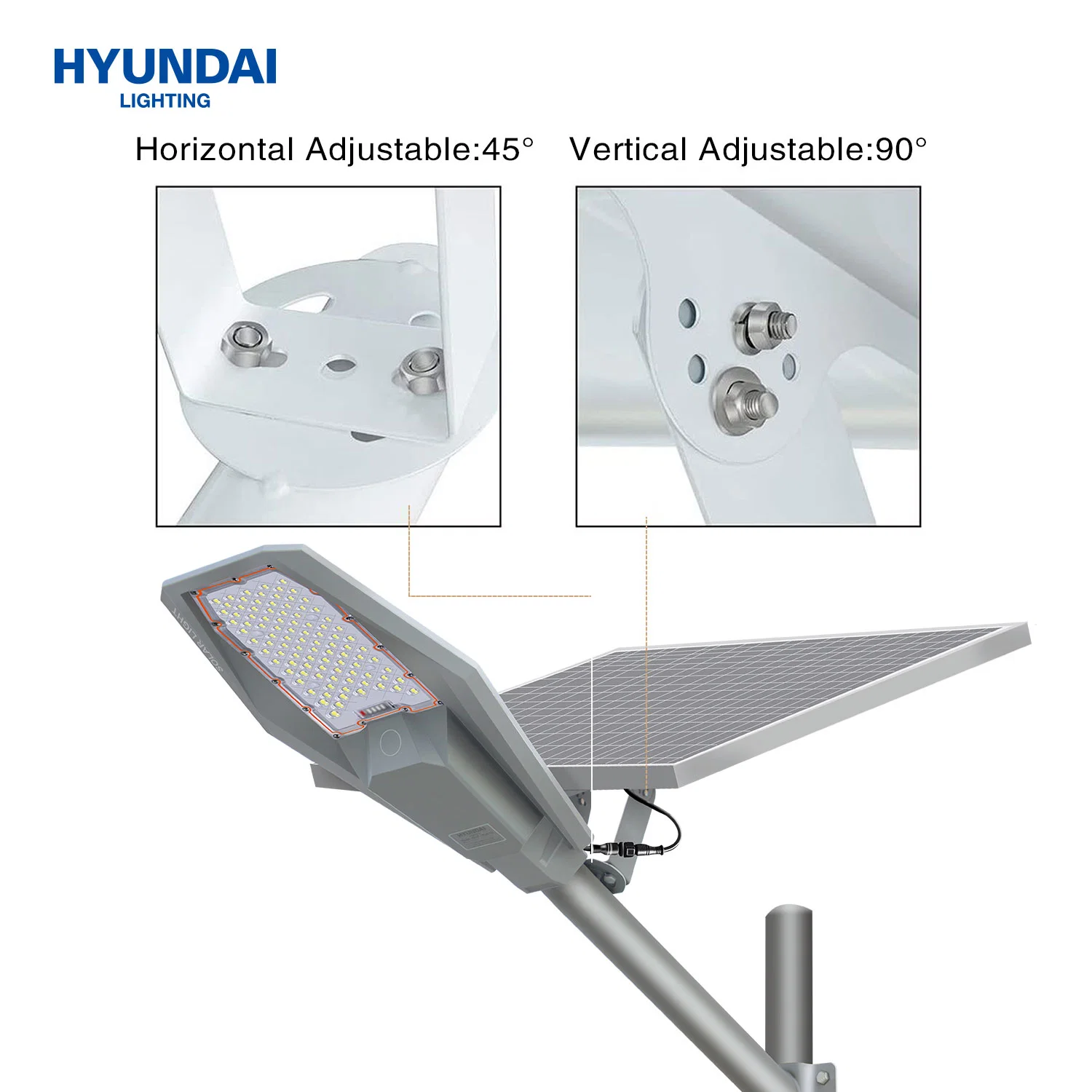 Hyundai Fabrication / Vente en gros de lampadaires solaires LED étanches IP65 pour l'extérieur