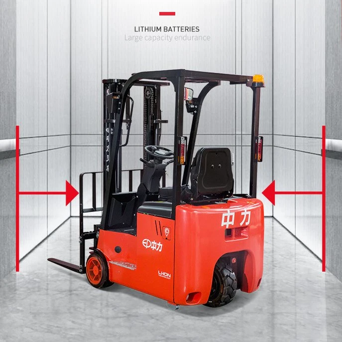 3-Wheel Electric Pallet Forklift Truck 1.5 Ton Rated Load with Lithium Battery