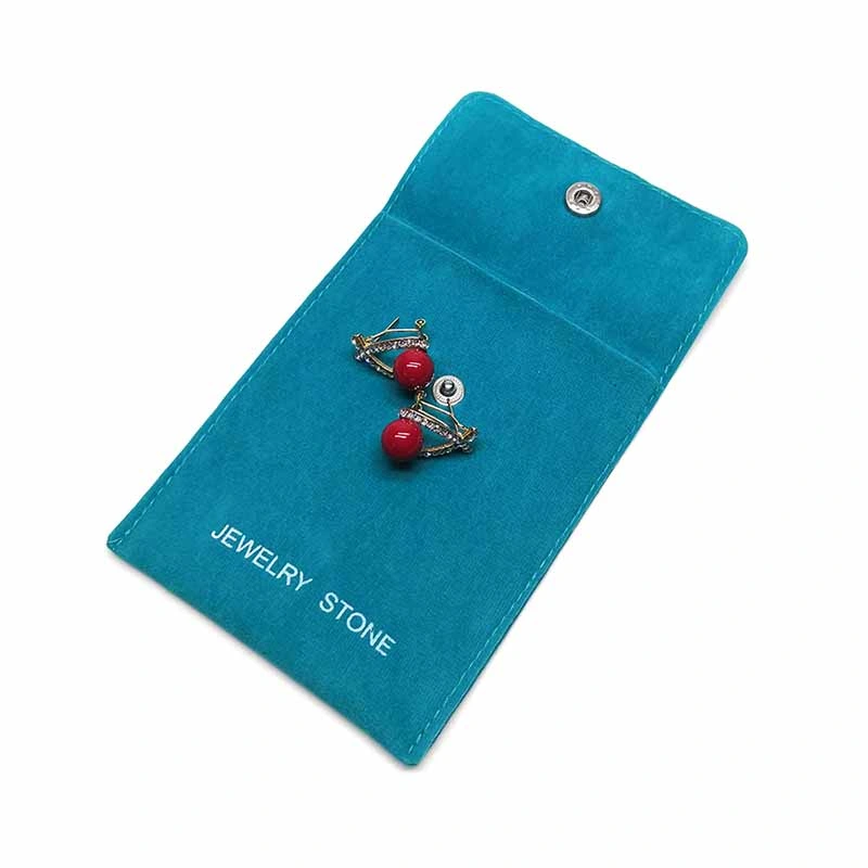 Customized Jewellery Envelop Flap Velvet Jewelry Dust Pouch with Button