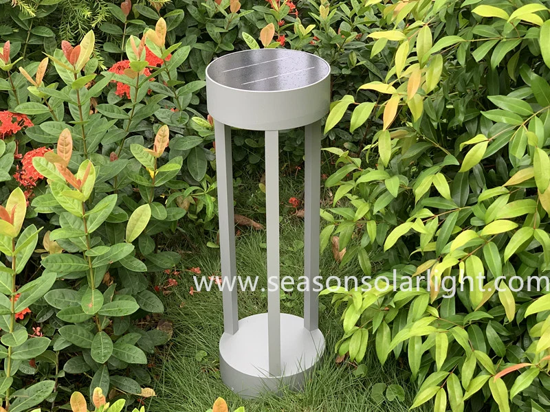 Nueva Ronda de iluminación Energía Solar exterior de iluminación Jardín Bollard Luz Con luz LED blanca y cálida