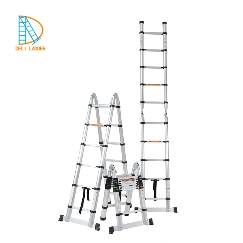 Deliladder 3.8m Multifunct Fold Step Telescopic Aluminium Ladder