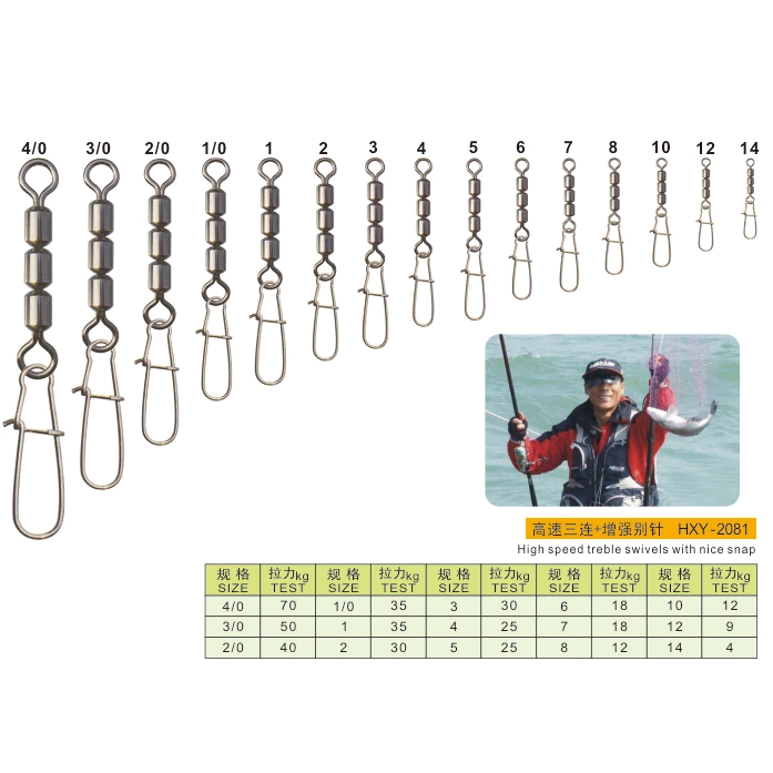 Cheap High quality/High cost performance  High Speed Treble Swivels with Safety Snap