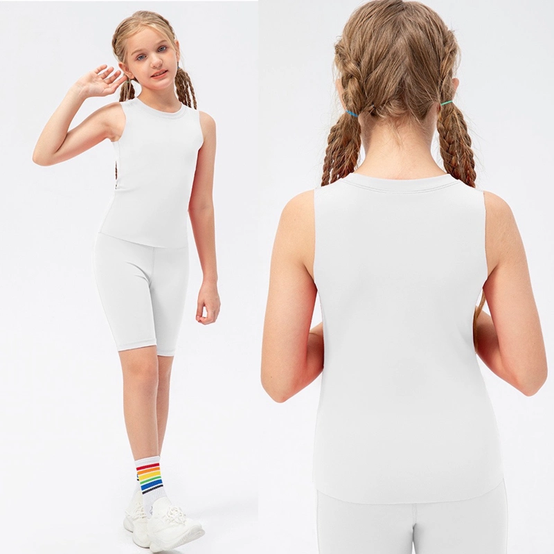 Children&prime; S Summer 2 PCS Gym Dance Clothes for Little Girls, Custom Activewear Set Cute Crew Neck Tank Top + Compression Gym Dance Shorts Sports Wear