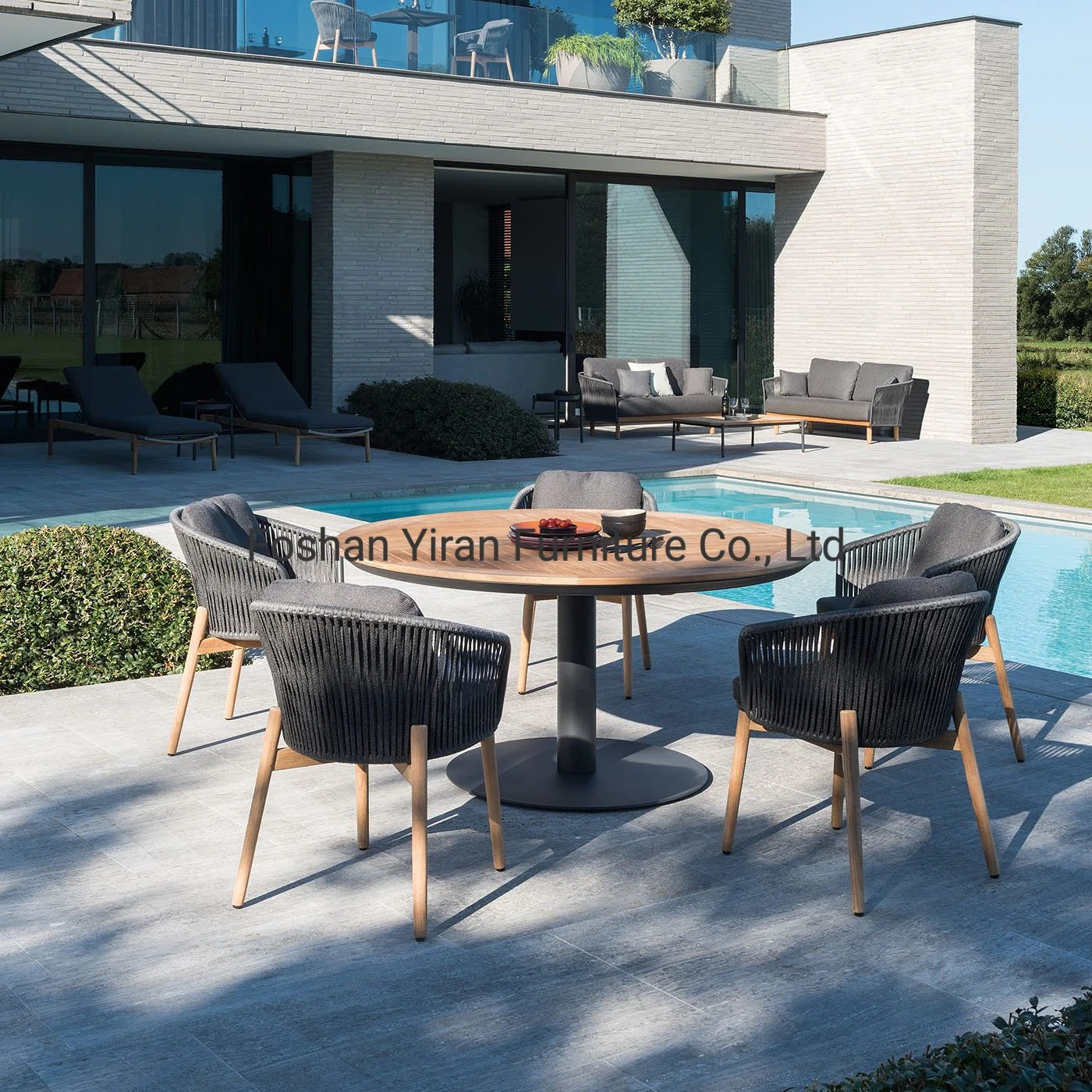 Jardín Teak Outdoor Furniture juego de comedor mesa y sillas para Muebles de jardín