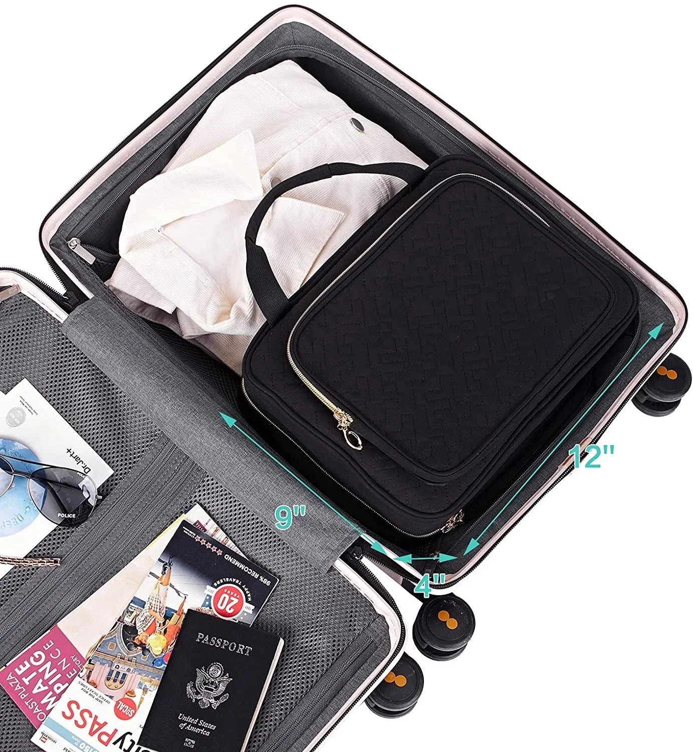 4 Sections Hanging Travel Toiletry Bag Organizer Water Resistant Large Makeup Cosmetic Case