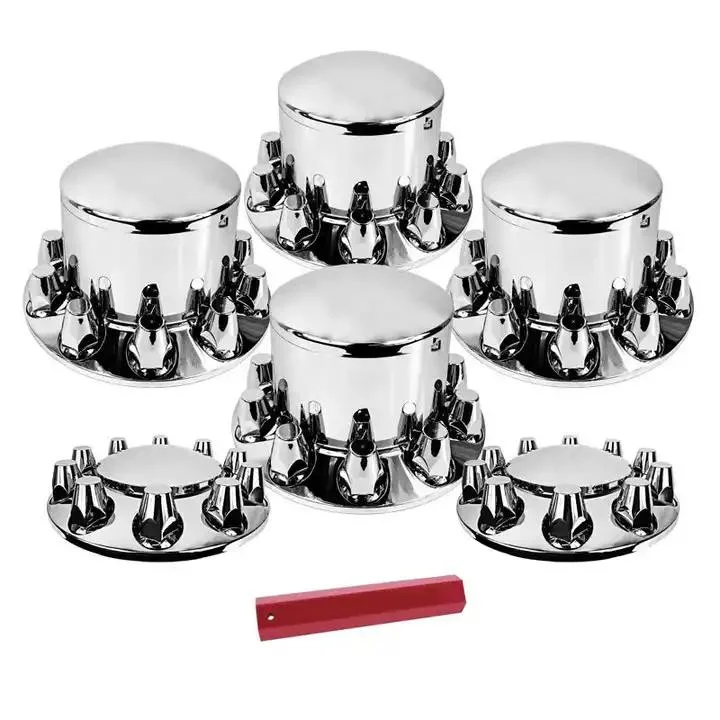 Chrome Plastic Semi Truck Rear Wheel Axle Hub Covers with 33mm Removable Covers