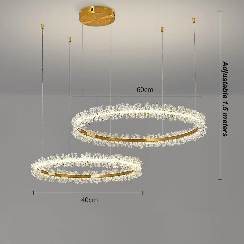Lustre en cristal moderne de l'éclairage pour la salle de séjour Gold Ring Combinaison LED lumière au plafond