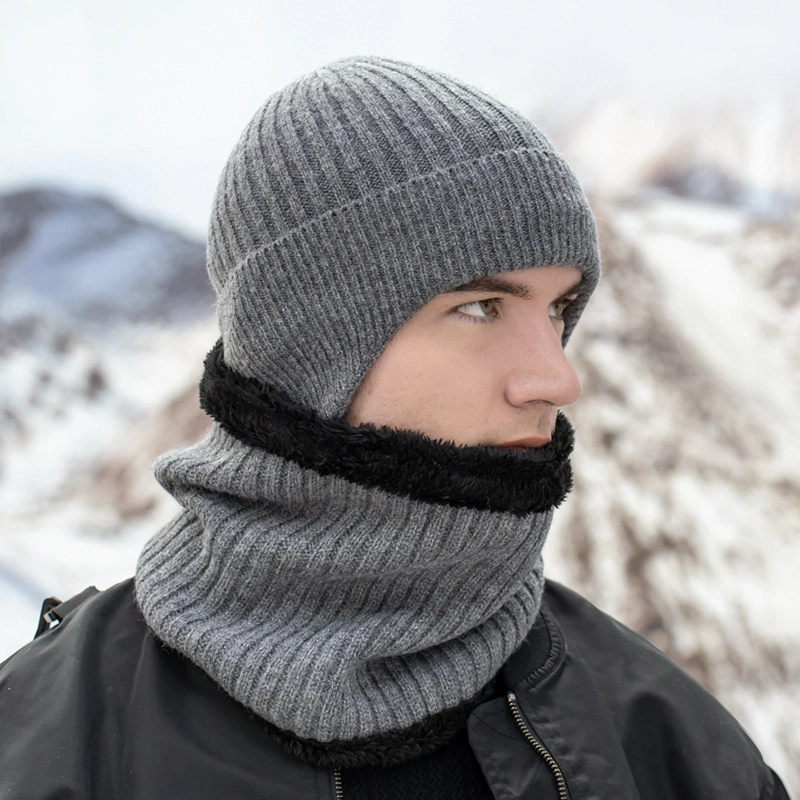 Warm Ear Protection Hat Neck Set Outdoor Plush Knit Hat Scarf Set