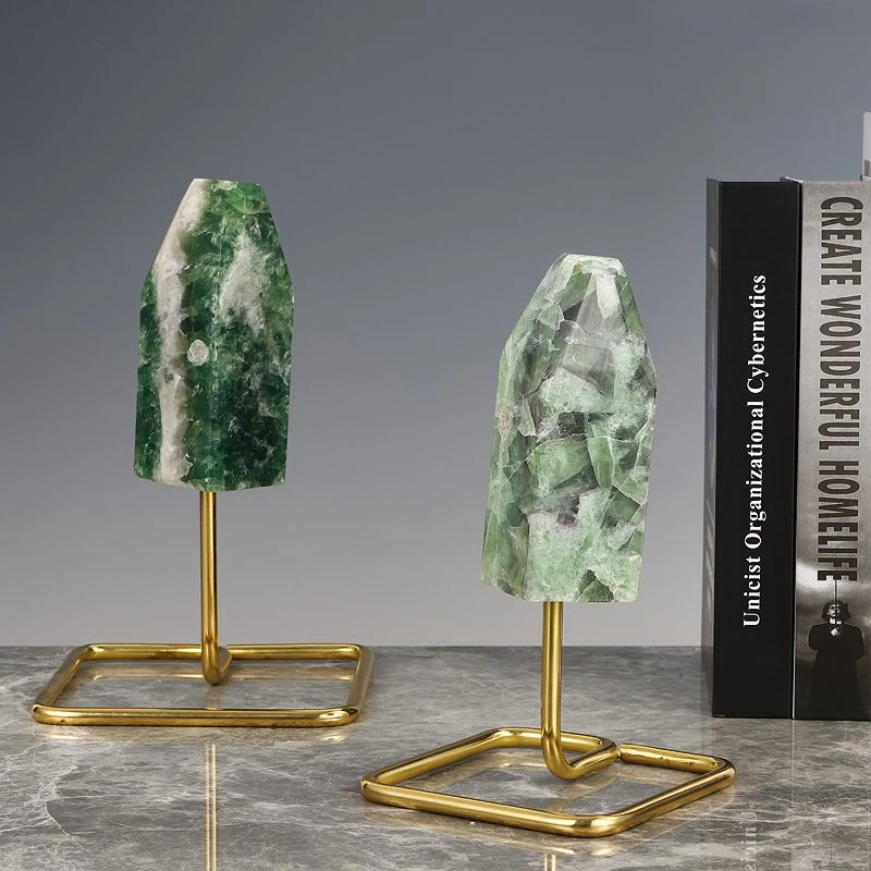 Modern Deco Living Room Bedroom Study Green Ornaments Crystal Stone Fluorite Home Decoration