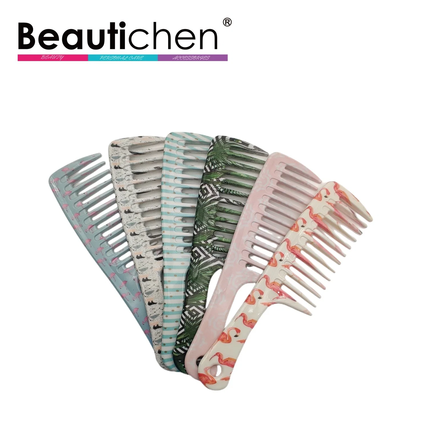 Pink Snow Flower Image Lovelystyle Manufacturer Hair Straightener Brush Detangler Comb, Commmon Comb Wide Tooth Comb Detangles Wet or Dry Hair Comb