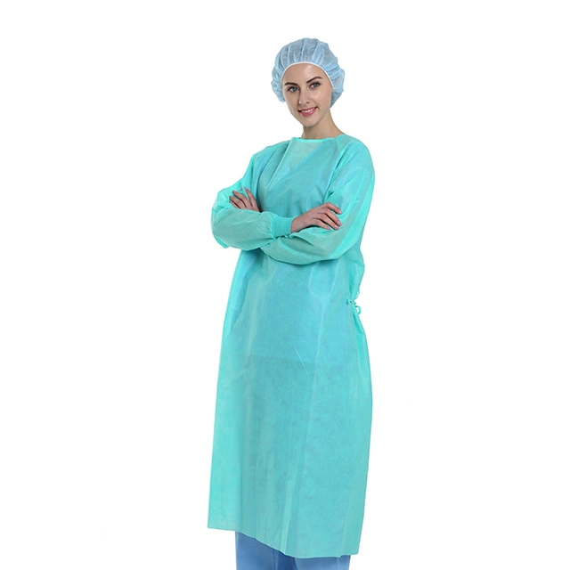 Long Sleeves Isolation Gown Non-Woven Patient Doctor Gowns PP SMS Fabric