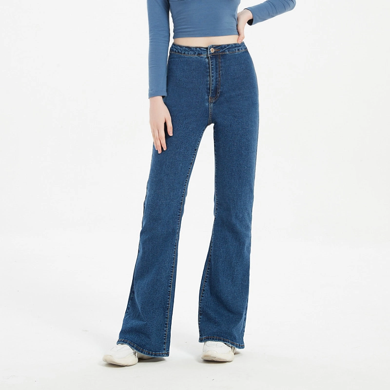 Jeans denim estilo Baggy de pata ancha de cintura alta para mujer Pantalones