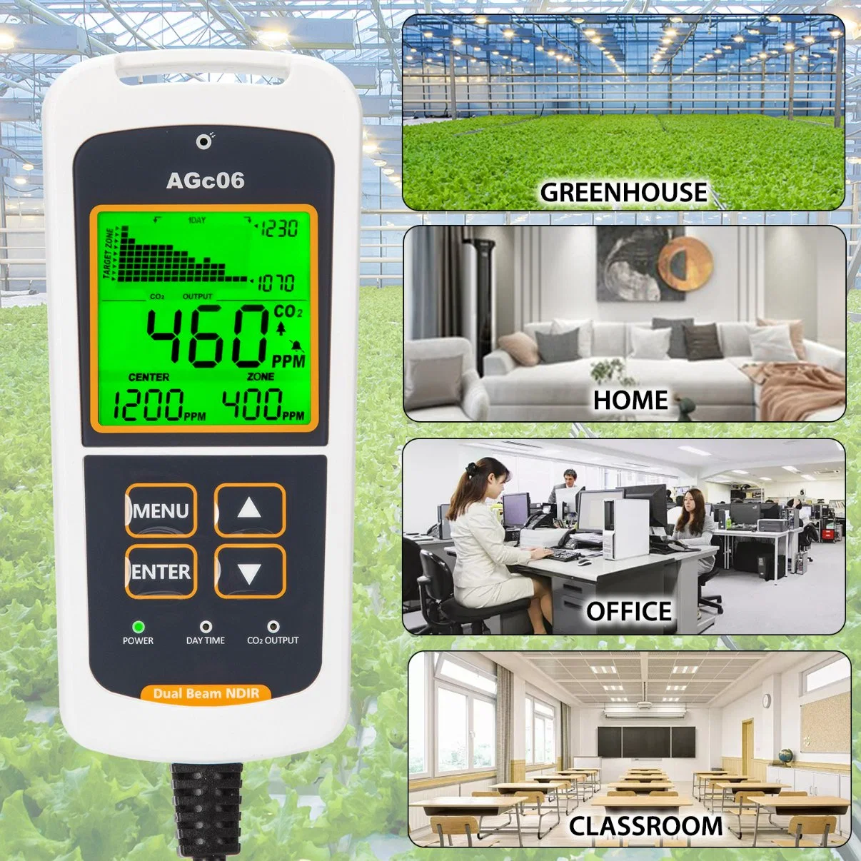 Digital Carbon Dioxide Controller Monitor Grow Room Environmental Meter