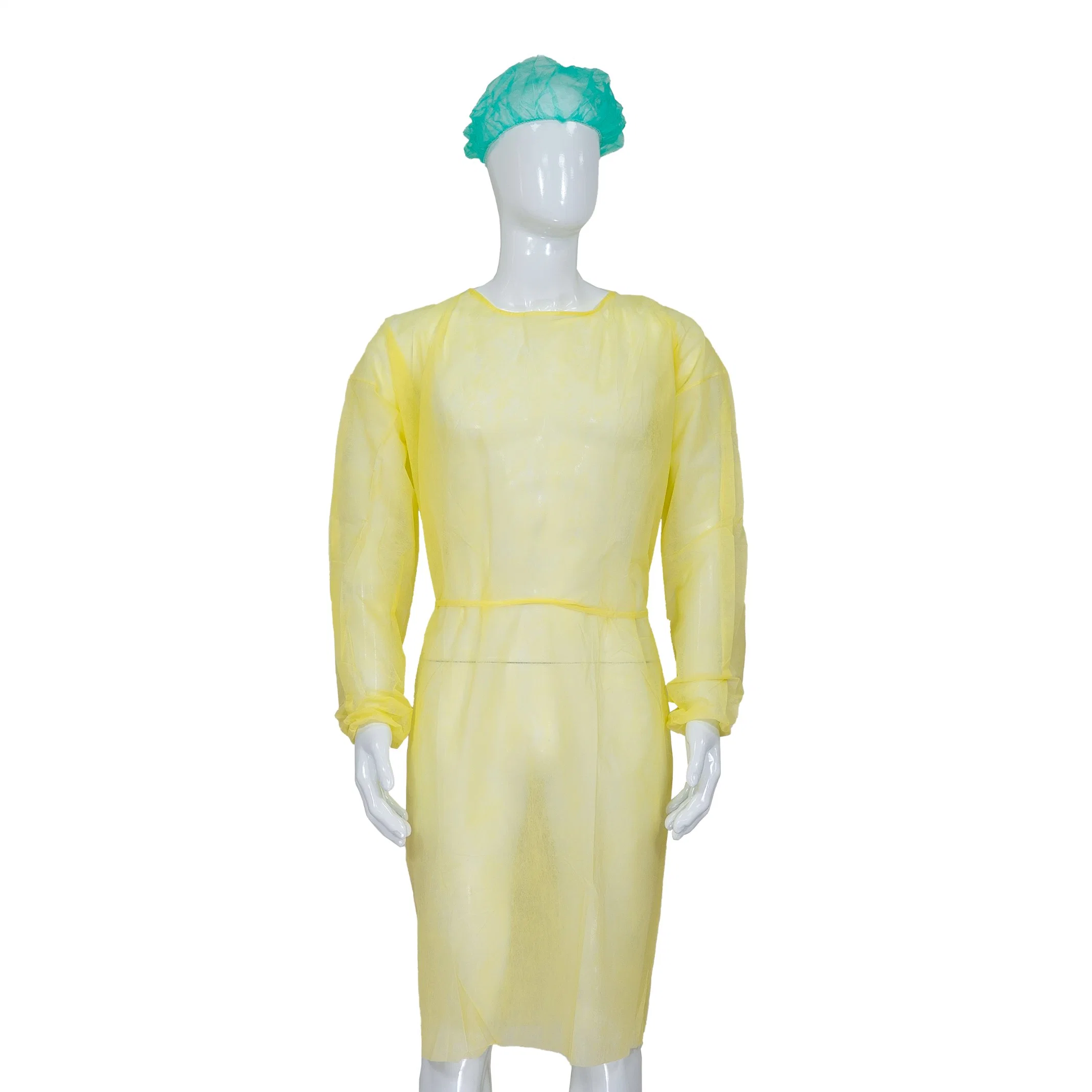 Elastic Cuffs Fluid-Resistance Disposable Medical Use PP Isolation Gown Long Sleeves Disposable Patient Gown for Hospital