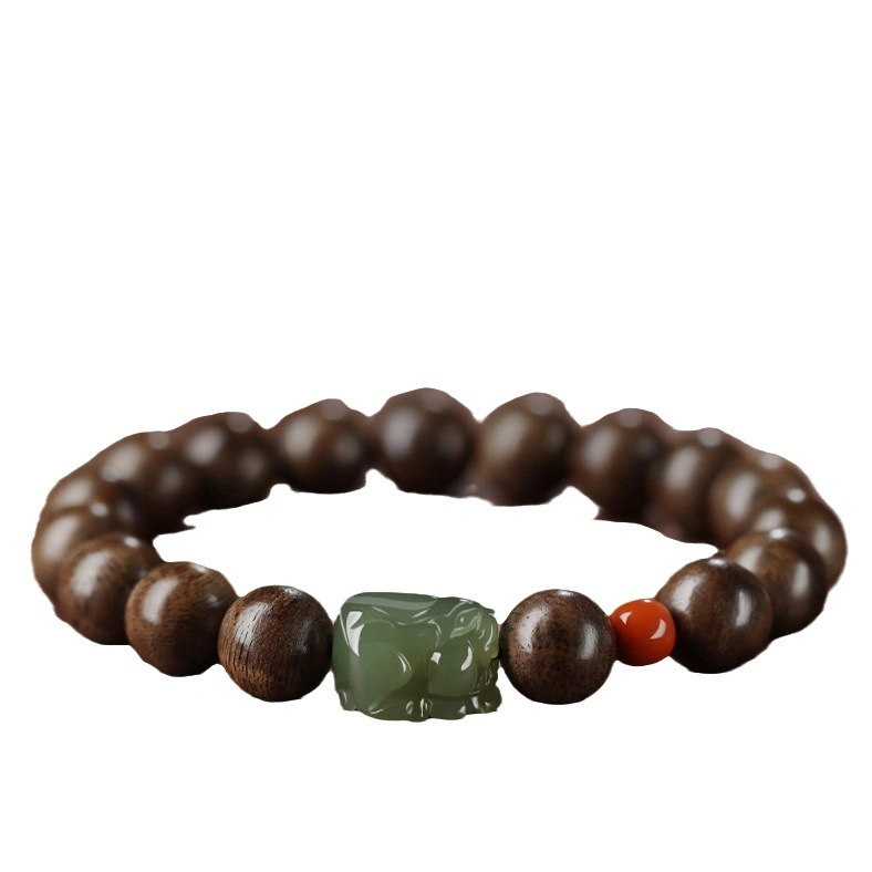 Bracelet de perles bouddhistes en bois d'agar naturel pour hommes et femmes Style original