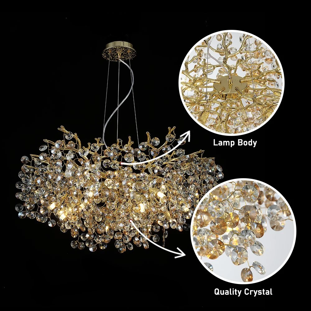 Modern Luxury Crystal Chandelier for Living Room Large Hanging Pendant Lamp Lighting