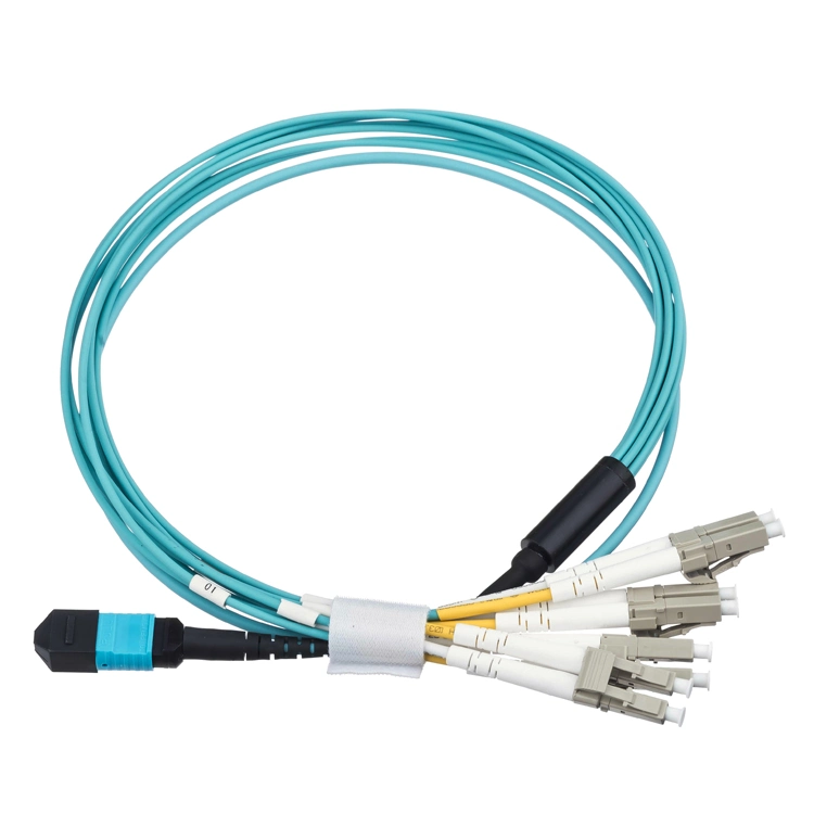 El MTP/MPO-LC OM3 de 2,0 mm de convergencia de salida de cable redondo de fibra óptica Cable de conexión