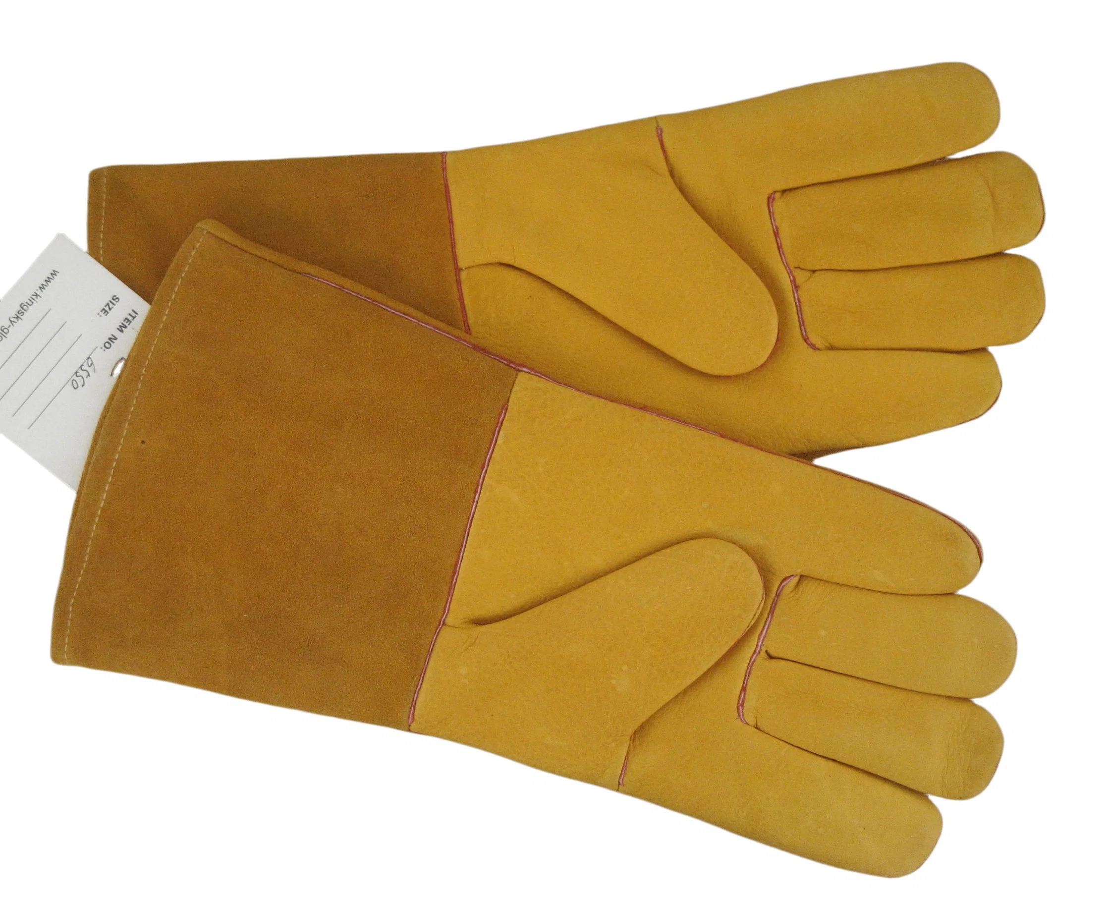 Yello Cuw Grain Leder Handfläche Split Rücken Und Manschettenschweißen Schutzhandschuh