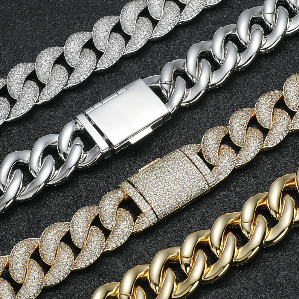 Bijoux personnalisés Hip Hop Iced Out collier homme Cuban luxe Chaîne