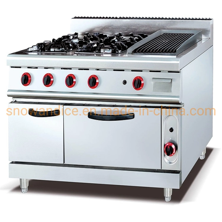 Commercial Gas Range with 4-Burner, Griddle and Oven Use for Hotel Restaurant with Great Demand