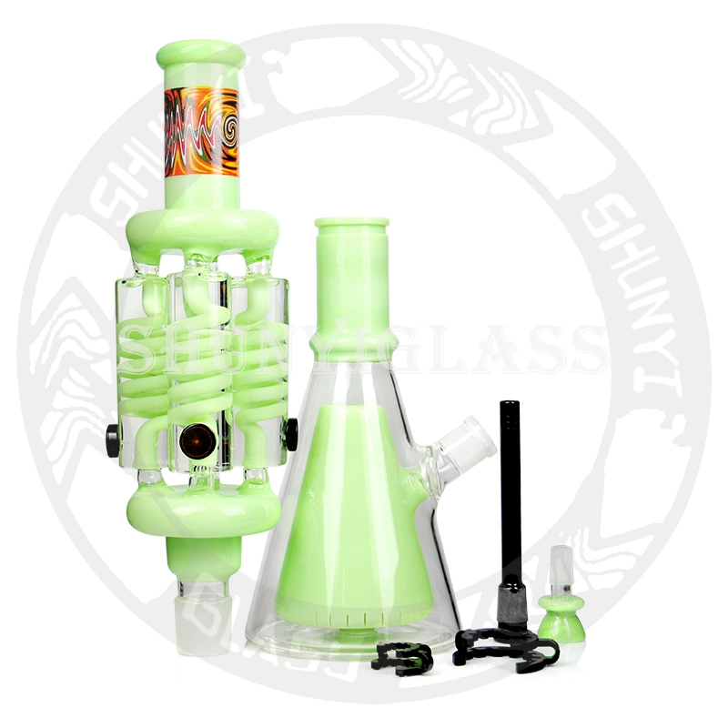 21&prime; &prime; Inches Glacerin Glass Water Pipe with 4 Freezable Chamners DAB Rig Recycler Heady Beaker Lookah Hookah Tobacco Factory High quality/High cost performance 