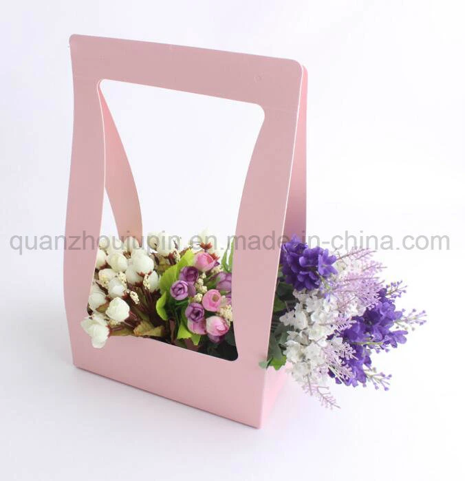 OEM Waterproof Kraft Paper Florist Handle Flower Basket