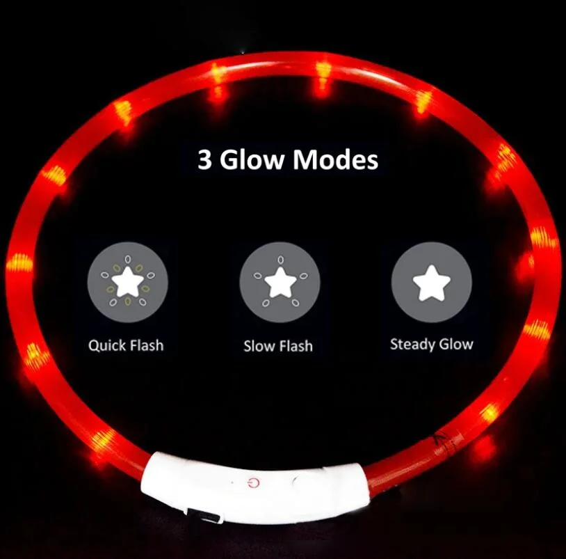 Silicone LED Dog Collar Light up Pet Collar USB Rechargeable Waterproof Dog Collar Pet Supply