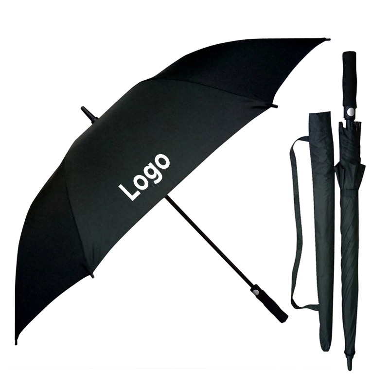 Extra Large Automatic Fiberglass Frame Waterproof Big Wholesale/Supplier Long Stick Golf Umbrella with Custom Logo Print