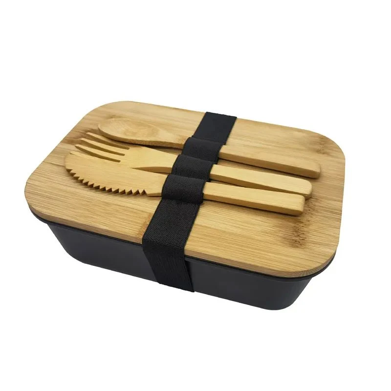 Aveco Custom Design Lunchbox Lebensmitteltaugliches Öko Mittagessen Box Set mit Bamboo Deckel Besteck Set