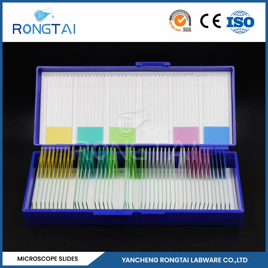 Rongtai Laboratory Glass Slides Factory Slide Glass 7105 China 7101 7102 7105 7107 7109 1000 PCS Blank Microscope Slide