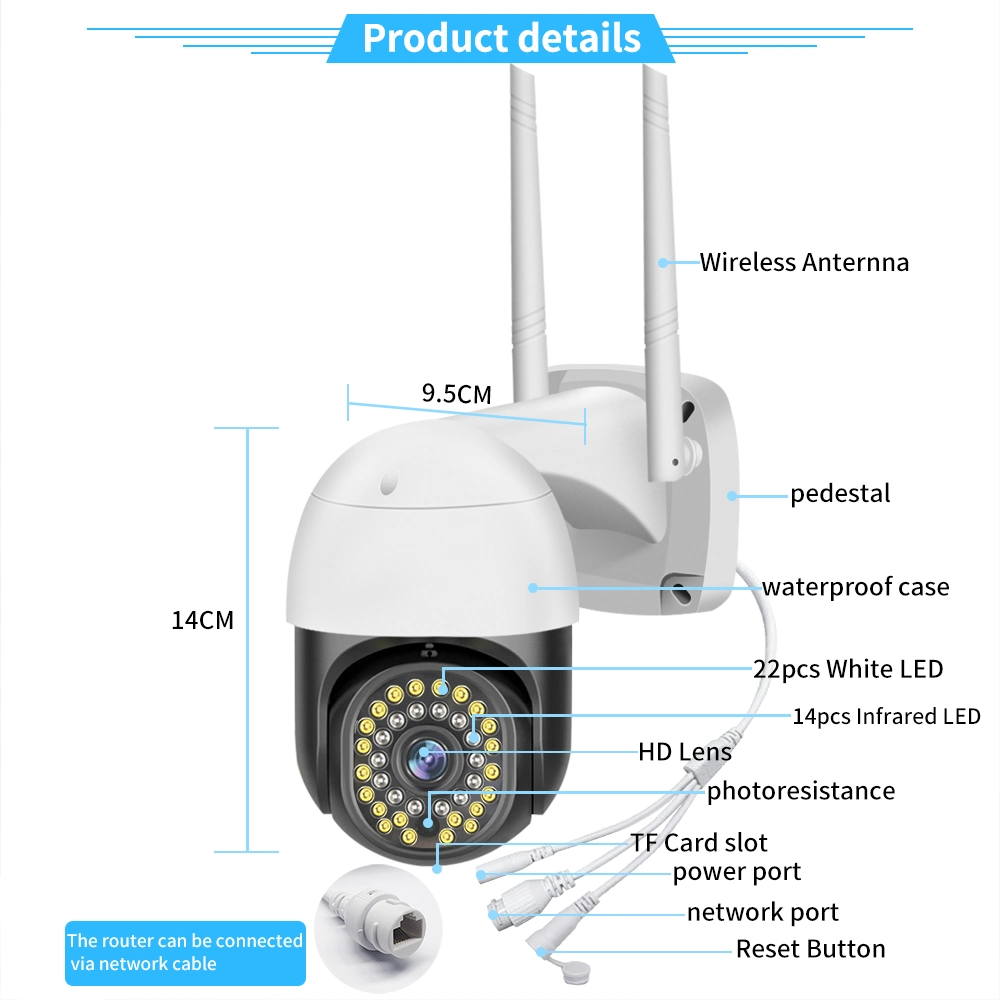 كاميرا CCTV الشمسية عالية الجودة مزودة بتقنية WiFi PTZ مقاس 1,5 بوصة