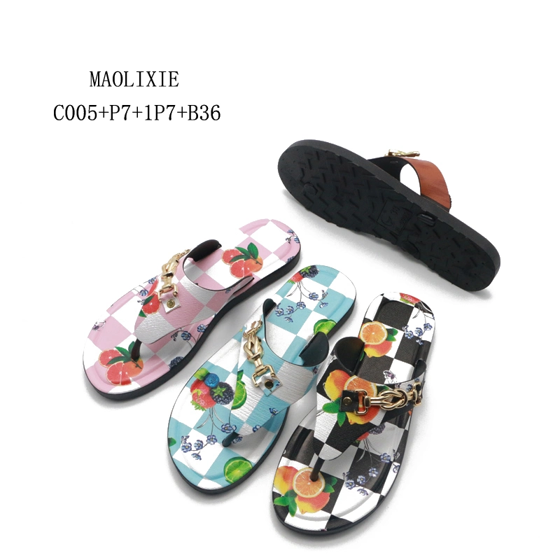 Impresión personalizada de chanclas de playa de PVC Señoras mujeres zapatillas zapatillas Zapatilla de verano