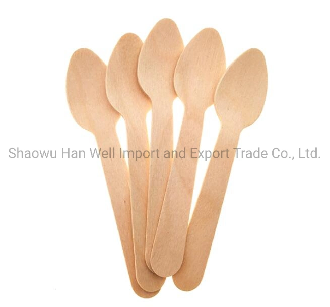 5 Polegadas talheres de madeira descartáveis colher dos garfos com o logotipo personalizado