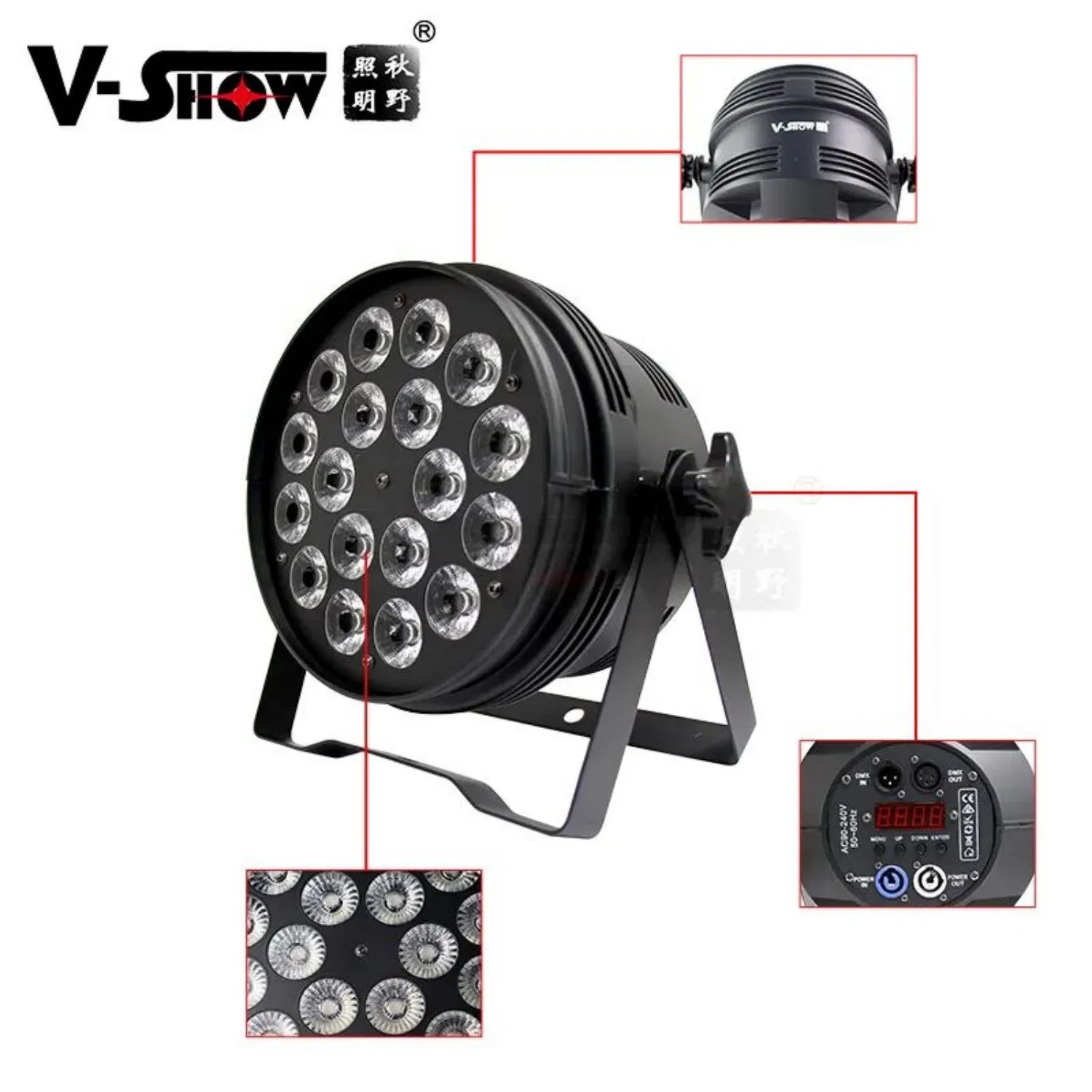 V-Show Indoor LED 18*18W RGBWA+UV 6in1 Indoor LED PAR Can Light