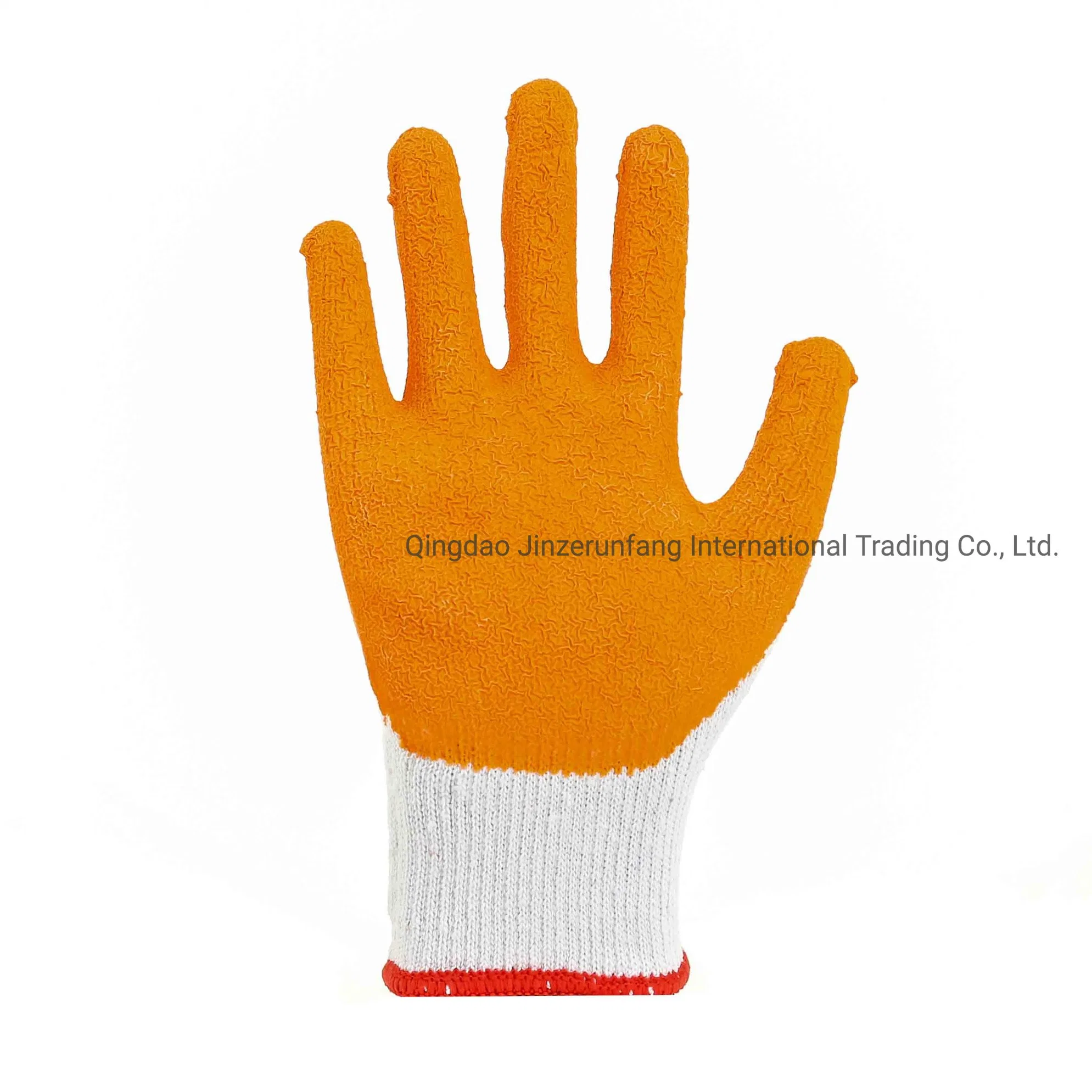 10g White Polyester with Orange Latex Coated Machanic Working Gloves