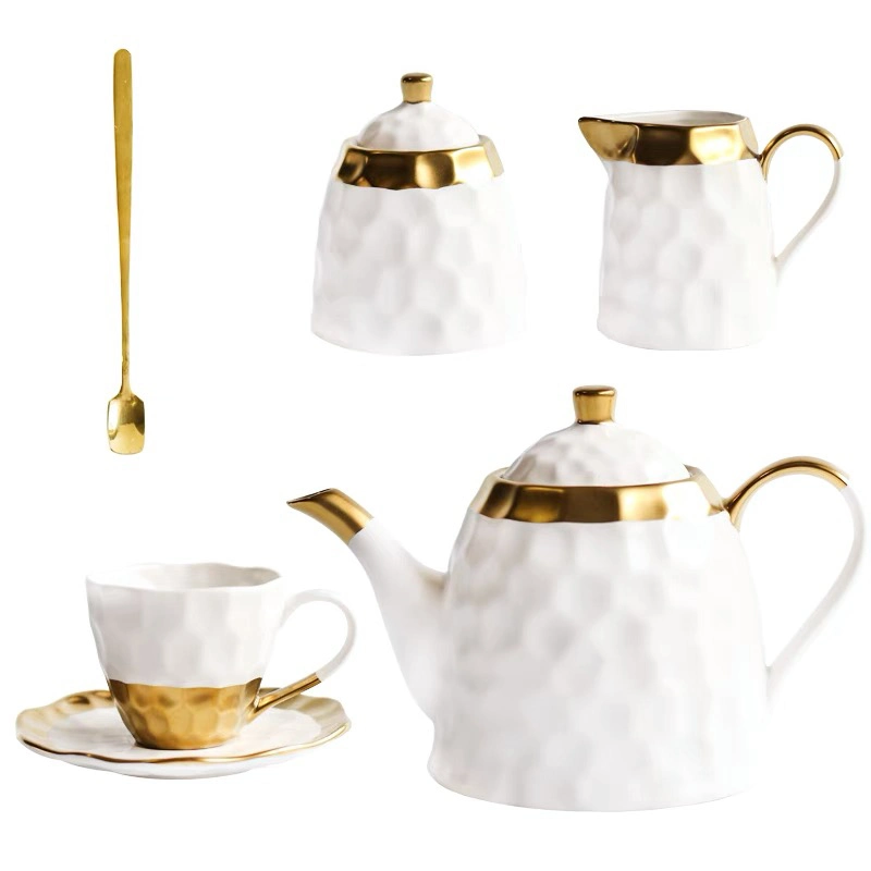 35' Factory Gold Rim Porcelain Tea Coffee Cup Set with Saucer Pot