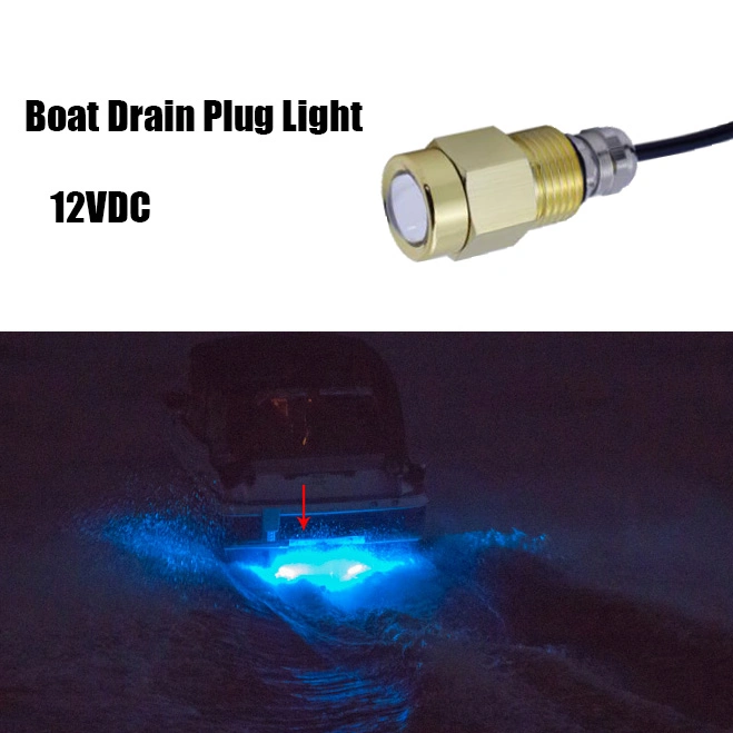 IP68 1/2" NPT Threads 12V LED Underwater Drain Plug Color RGB Blue Light for Boat Swimming Pool