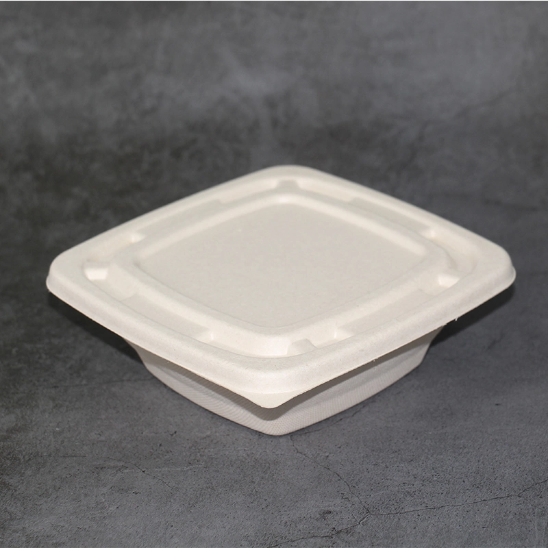 Eco-Friendly Biodegradable Bagasse Fiber Sandwich Box Party Food Tray Convenient Foodware Biomass Packaging Square Dinner Deep Plate Tableware Bowl Salad Bowl