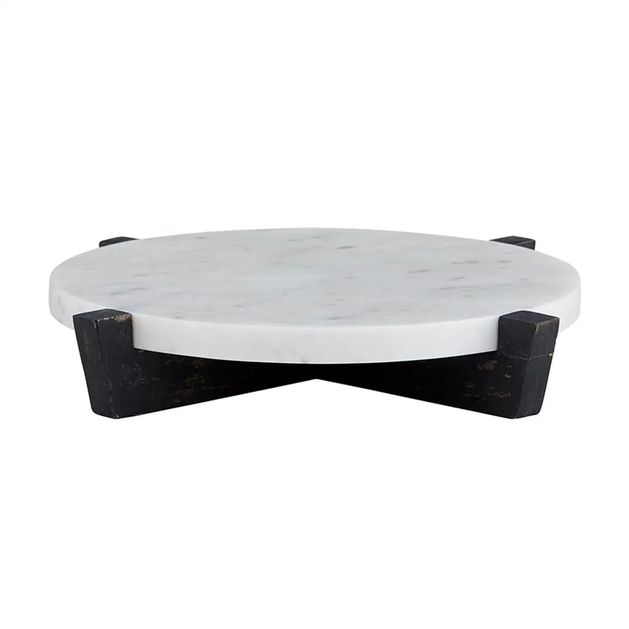 Marble Round Serving Tray Marble Serving Board with Mango Wood Stand