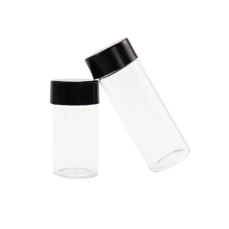 Child Resistant Screw Lid 37mm Clear Borosilicate Pre Roll Glass Tubes Vial Bottle for Storage