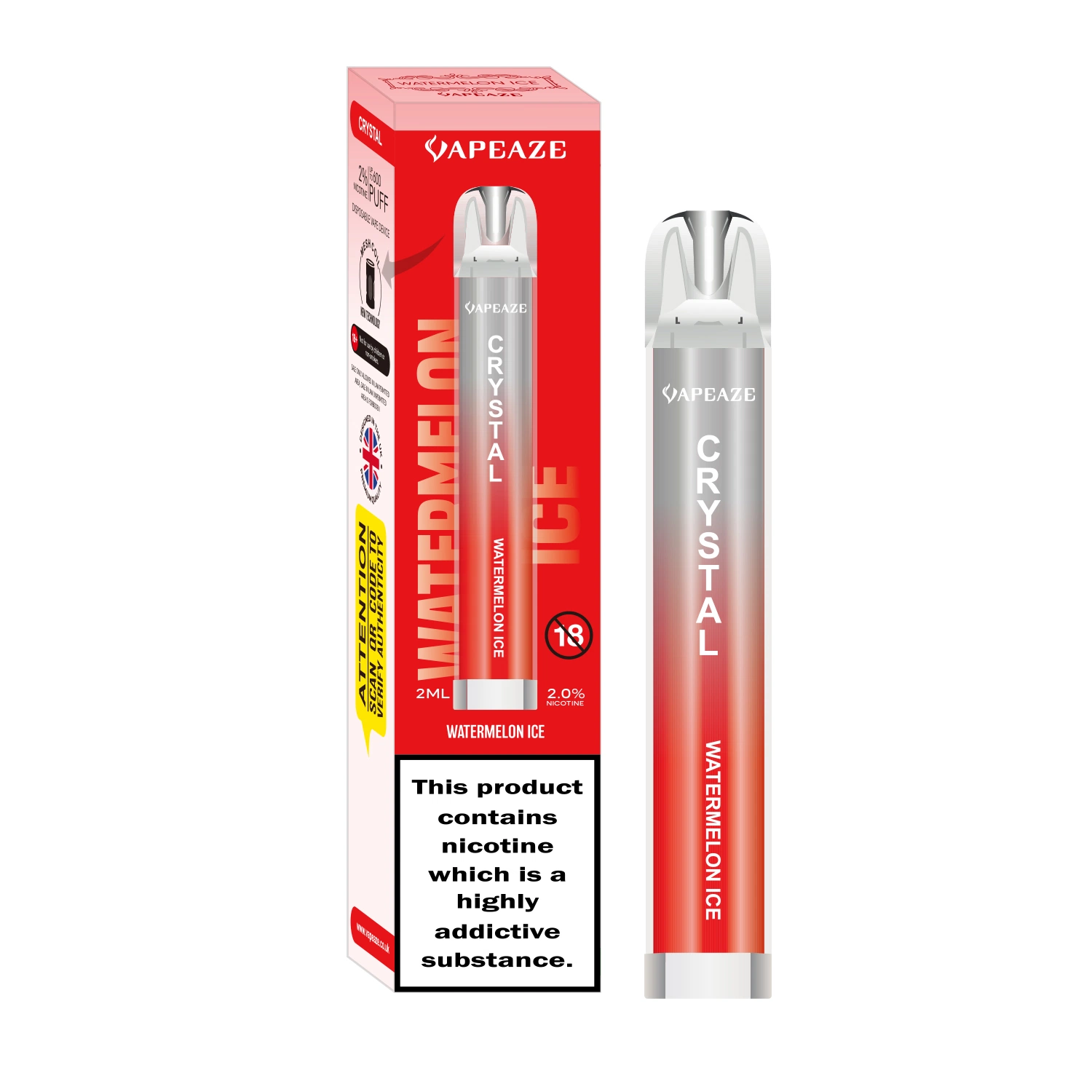 2 ml Crystal Bar 600 800 900 Puff 0% 2% 5 mesh Stylo à bobine E cigarette à usage unique à bobine