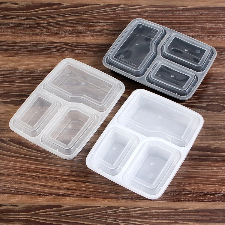 BPA Free 4 Compartment Food Container Disposable Plastic Lunch Box with Dividers for Restaurant Meal Food Packaging Meal Box