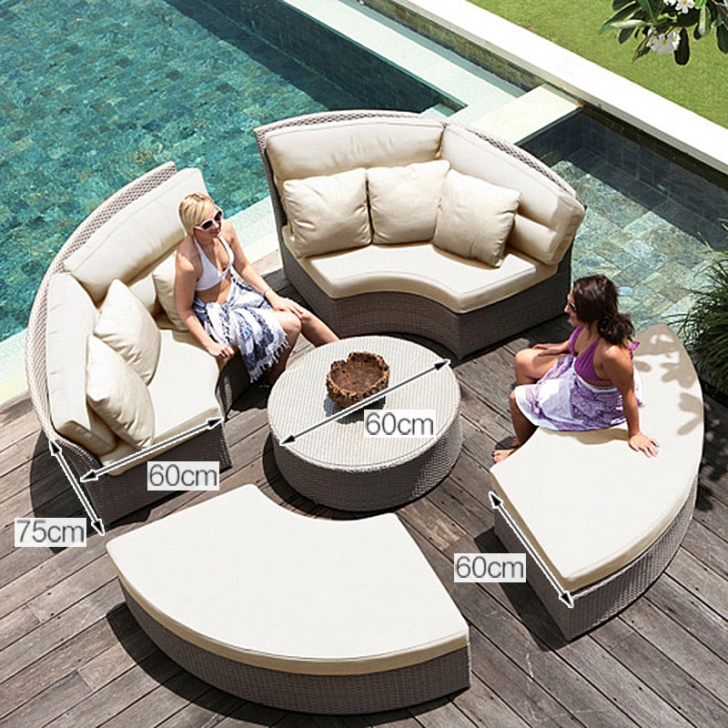 2023 Modern Hotel Home Outdoor Patio Garten Holz Wohnzimmer Aluminium Teak Sektional Eckstuhl Sofa Rattan Möbel mit Seite Couchtisch