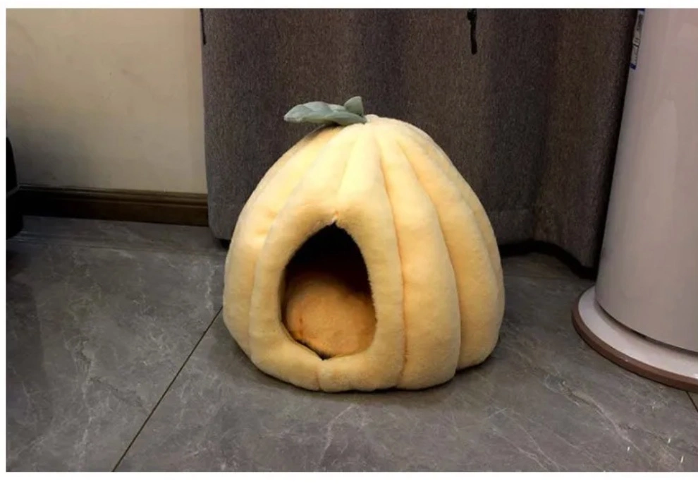 Winter Dog Cat House Pumpkin Warm Dog Bed Removable Pet Supplies