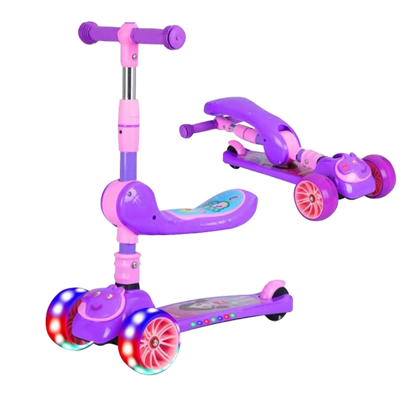 New Cartoon Two-in-One Children&prime; S Scooter with Seats Plastic Three-Wheel Scooter