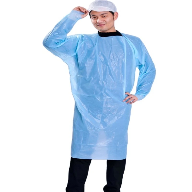 Blue Disposable Clothes Isolation Gown CPE Gown for Kitchen Dining Room